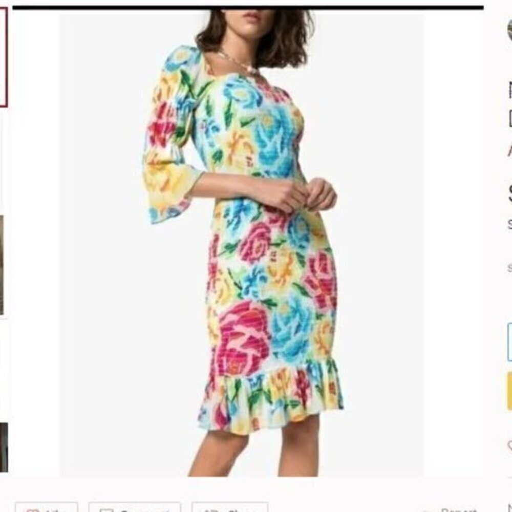 ALL THINGS MOCHI Mariana Shirred Silk Dress size small